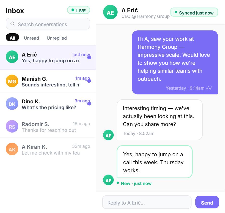 Real-time inbox